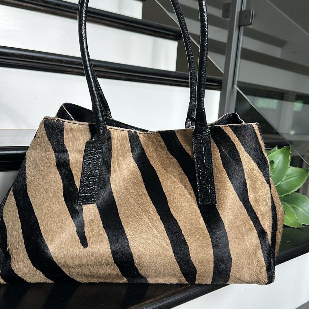Maurizio Taiuti Zebra Print Pony Hair Tote